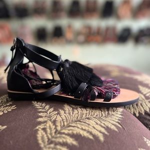🆕 Rebecca Minkoff pom pom tassel lace up sandals
